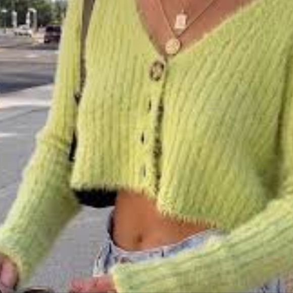 Better Be Sweaters - Better Be Neon Green Cropped Cardigan